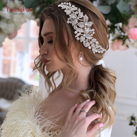 TOPQUEEN HP301 Indian Bridal Hair Accessories Alloy Flower Bridal Crowns and Tiaras Silver Hair Pieces Wedding Hair Jewelry ► Photo 1/6