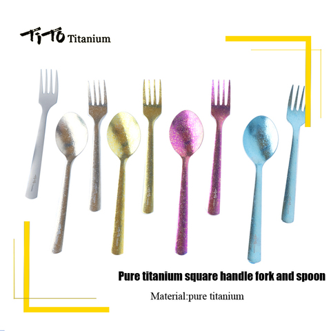 TiTo Titanium Spork Longhandle Outdoor travel Titanium spoon fork Portabale Flatware Camping fork spoon sports Backpacking FB ► Photo 1/6