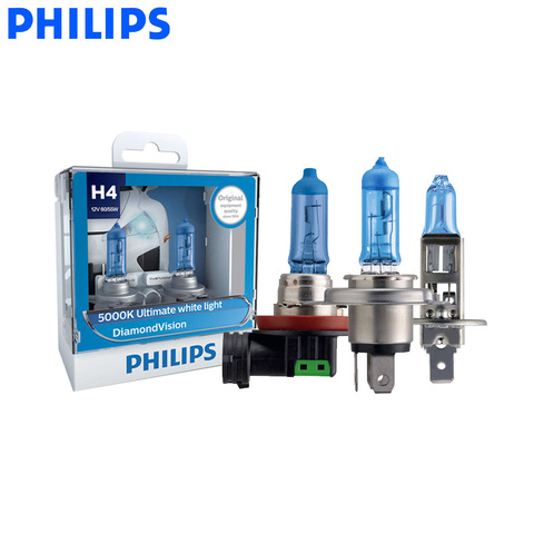 Philips H1 H4 H7 H8 H11 HB3 HB4 9003 9005 9006 12V Diamond Vision 5000K Car Halogen Head Light Fog Lamps Xenon White Bulbs, Pair ► Photo 1/2