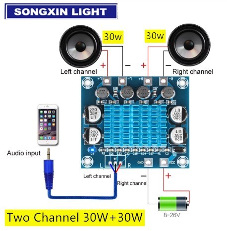 Official TPA3110 XH-A232 30W+30W 2.0 Channel Digital Stereo Audio Power Amplifier Board DC 8-26V 3A C6-001 ► Photo 1/6