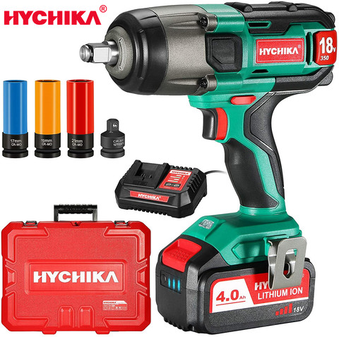 18V Cordless Impact Wrench HYCHIKA 350 Ft-lbs Torque Impact Wrench for Automotive Maintenance Carrying Case Battery Power Tool ► Photo 1/6