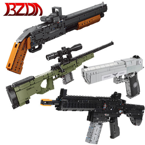 BZDA Military Series Sniper Rifle Building Blocks AWM Desert Eagle Pistol Automatic Rifle Gun Model Bricks For Birthday Gifts ► Photo 1/6