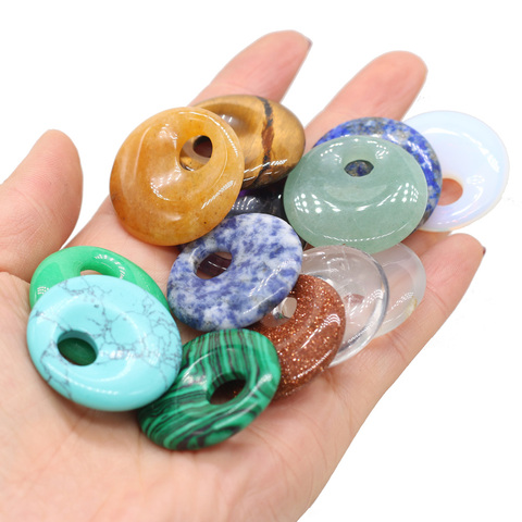 Natural Stone Beads Big Hole Agates Beads Round Shape for Making DIY Jewely Necklace Accessories Gift Size 30x30mm Hole 8.5mm ► Photo 1/6