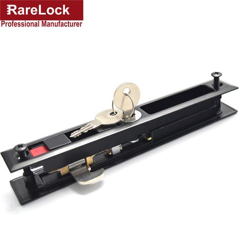 Black Sliding Door Lock 2 Brass Keys for Room Bathroom Accessories Funiture Latch Rarelock MMS226 dd ► Photo 1/6