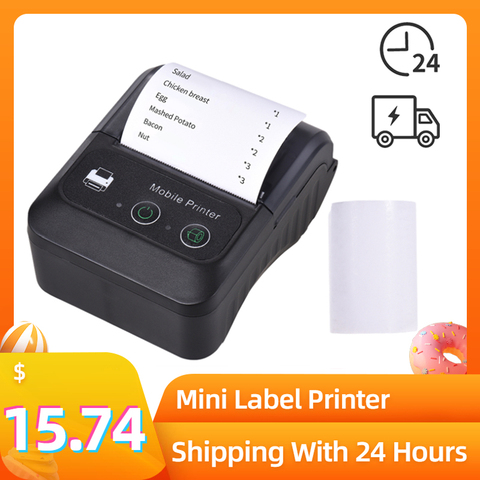 Portable 58mm impresora termica bluetooth BT принтер Label Printer Wireless 2in Bluetooth Thermal Printer Label Maker for Store ► Photo 1/6