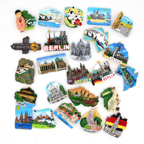 Magnetic 3d refrigerator sticker world tour fridge magnets Bhutan Japan Germany Turkey Australia travel souvenir collection gift ► Photo 1/6