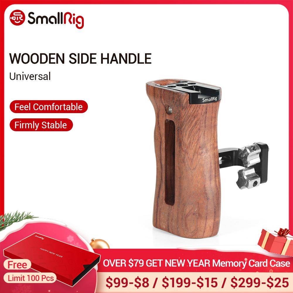 SmallRig Wooden Side Handle For Universal Camera Cage Featuring Two 1/4