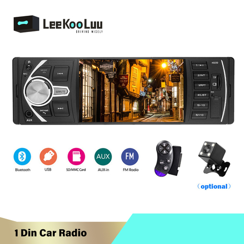 LeeKooLuu 4.1'' Car Radio 1Din Autoradio Audio Stereo FM Bluetooth Steering Wheel Remote Control 1 din Audio Cassette Recorder ► Photo 1/6