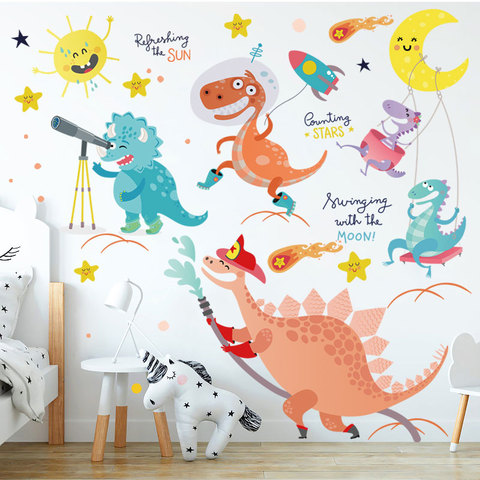 9 Styles Dinosaur Kids Room Decoration Wall Sticker Cartoon Animal Girl Boy  Bed Room Decor Aesthetic Wallpaper Wallstickers Art - Price history &  Review | AliExpress Seller - Adah Store 