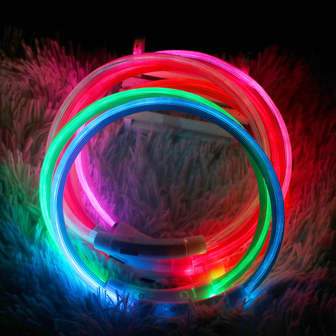 Led Usb Dog Collar  Pet Dog Collar  Night Dog Collars Glowing Luminous Rechargeable LED  Night Safety Flashing Glow ► Photo 1/6