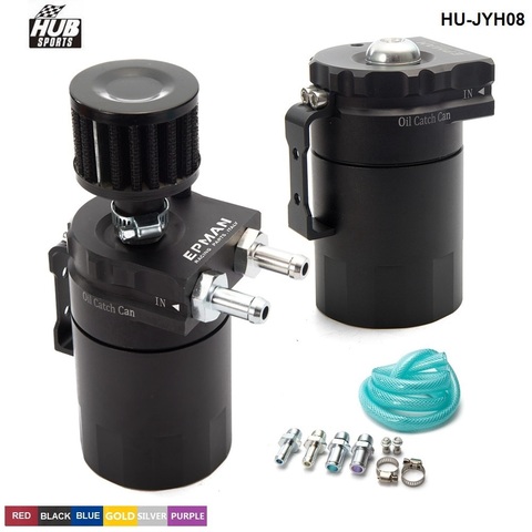 Universal Aluminum Oil Catch Tank Cylinder Catch Reservoir Car Can Breather Kit+ Breather Filter HU-JYH08 ► Photo 1/6