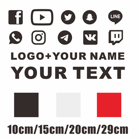 Custom YOUR Text ZOOM Signal Telegram FACEBOOK Whatsapp Instagram logo name YouTube Twitch VK Door Window Lap Decal car sticker ► Photo 1/2