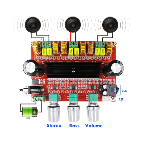 2.1 Channel Subwoofer audio Amplifier Board 100W+2*80W TPA3116D2 power Digital Stereo AMP hifi DC12-24V ► Photo 1/1