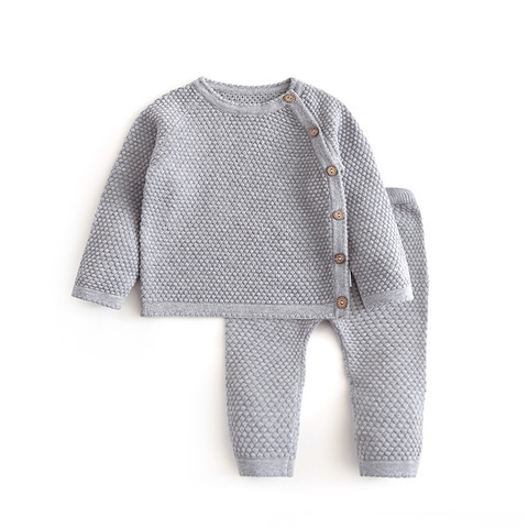 Infant Baby Sweater Suit 2022 Spring Autumn Boys Knitting Sweater Sets Warm Cotton Girls Clothing 2pcs Newborn Clothes 0-3 Years ► Photo 1/6