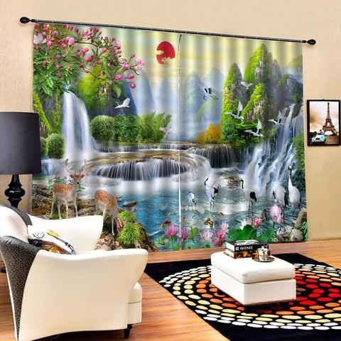 Custom 3D curtain crane model shading waterfall printing window Stylish living room bedroom curtain room 3D curtain window ► Photo 1/6