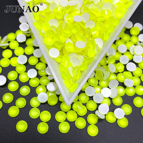 JUNAO SS16 SS20 Shiny Neon Yellow Color Glass Flat Back Rhinestone Round Crystal Strass Non Hot Fixation Crystal Stone Crafts ► Photo 1/6
