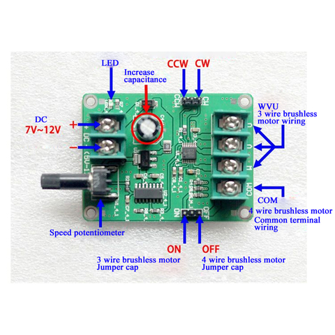 DC brushless motor driver board controller 9v-12v 3-wire 4-wire without Hall For CD drive Hard disk motor ► Photo 1/4