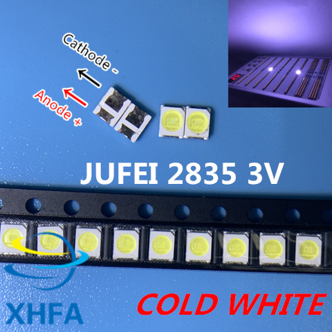 100pcs JUFEI LED Backlight 1210 3528 2835 1W 3V 107LM Cool white LCD Backlight for TV TV Application 01.JT.2835BPWP2-C ► Photo 1/5