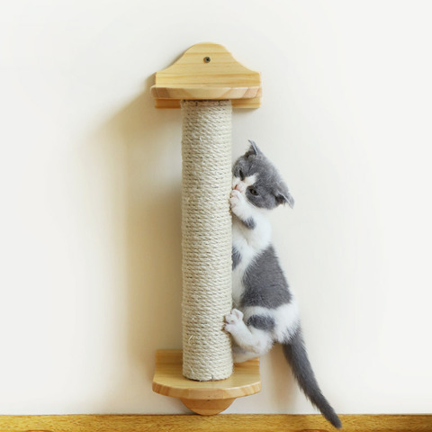 Wall Mounted Cat Scratching Post Tree Wood Toy Cat Climbing Frame Scratcher Wall Play For Cat Claw Sharpener Furniture Protector ► Photo 1/1