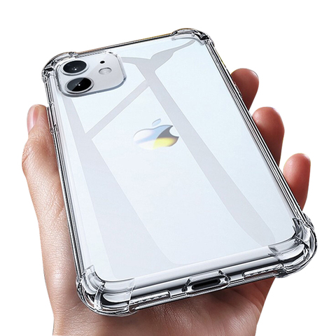 Luxury Transparent Shockproof Silicone Case on For iPhone X Xr Xs Max Case 12 11 Pro Max 8 7 6s Plus SE Case Silicone Back Cover ► Photo 1/6