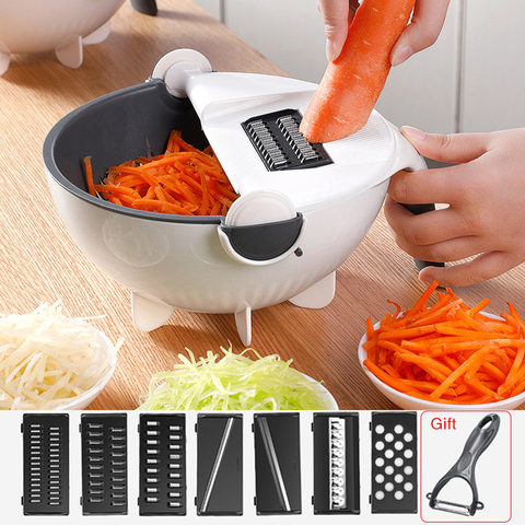 Rotate Vegetable Cutter Manual Slicer Drainer Vegetable Fruit Cutter Mandoline Choppers Grater Carrot Potato Blades Kitchen Tool ► Photo 1/6