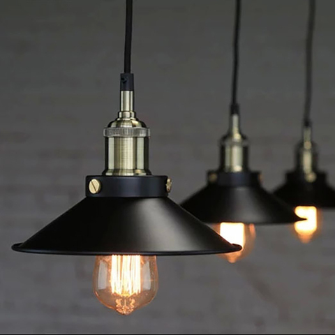 black vintage industrial pendant light nordic retro lights iron lampshade loft edison lamp metal cage dining room Countryside ► Photo 1/5