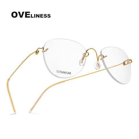 titanium eyeglasses frames rimless eye glasses frame for men women Optical fashion Myopia Prescription glasses spectacle eyewear ► Photo 1/6