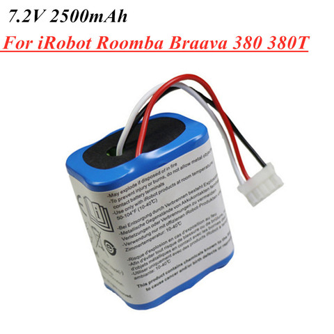 1PCS 7.2V 2500mAh Ni-MH Rechargeable Battery for iRobot Roomba Braava 380 380T Mint 5200c AA NiMH 2500mAh 2.5Ah Battery ► Photo 1/1