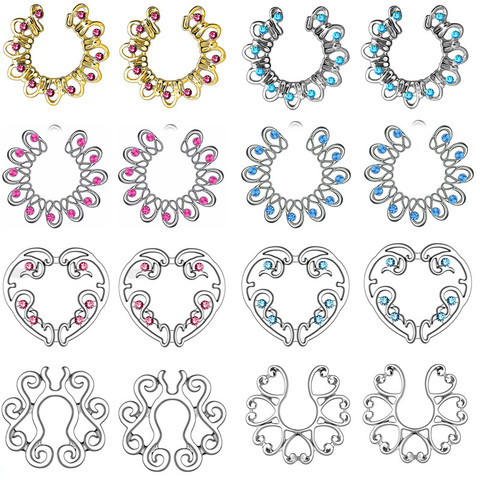 2PCS Surgical Steel Fake Nipple Piering Ring Non Piercing Flower Nipple Piercing Shield Fake Nipple Piercing Jewelry Body Women ► Photo 1/6