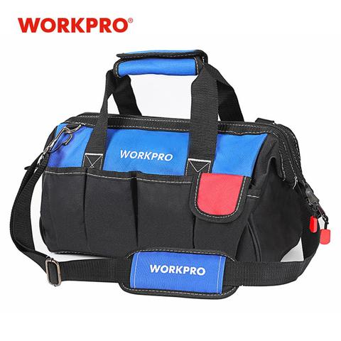 WORKPRO 4 size tool kit bag waterproof Storage tool Bag Men's Multifunction Bag tool organizer electrician Shoulder Bag ► Photo 1/6
