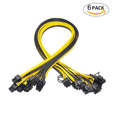 6 Pcs 6 Pin PCI-e To 8 Pin (6+2) PCI-e (Male To Male) GPU Power Cable 50cm For Graphic Cards Mining HP Server Breakout Board ► Photo 1/6