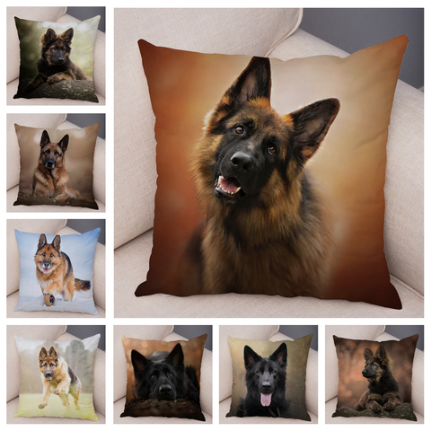 German Shepherd Dog Pillowcase Super Soft Short Plush Cushion Cover for Sofa Home Pillow Case Decor Pet Animal 45*45cm Covers ► Photo 1/6