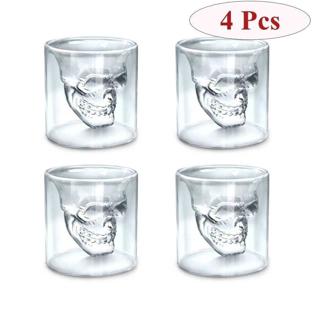Skull Head Shot Glass Cup Wine Mug Beer Glass Mug Crystal Whisky Vodka cup 8 pcs 