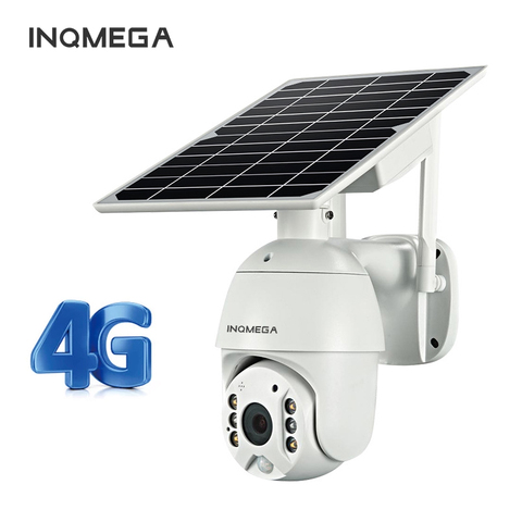 INQMEGA WIFI 4G Solar IP PTZ Cameras Starlight full color IR vision P2P 4G sim card IR Vision dome camera Cloud storage camera ► Photo 1/6