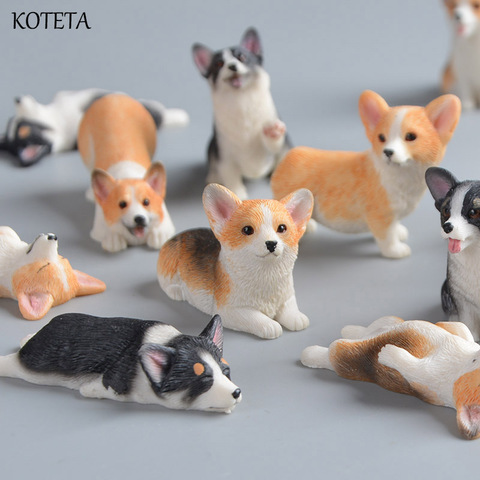 Koteta Miniature Figurines Model Mini Animal Corgi Simulation Dog Resin Figures for Kids Home Decor Accessories Children's Gift ► Photo 1/6