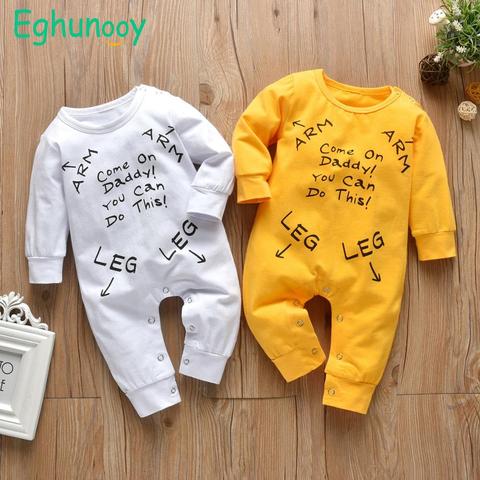 Infant Boys Girls Clothing Baby Romper Long Sleeve Letter Come On Daddy!You Can Do This! Jumpsuit Pajamas Newborn Baby Clothes ► Photo 1/6