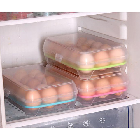 Egg 15 Grids Home Kitchen Refrigerator Storage Box food Container Lid