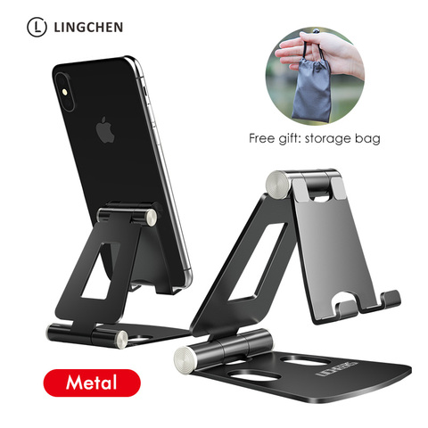 LINGCHEN Phone Holder Stand for iPhone 11 Xiaomi mi 9 Metal Phone Holder Foldable Mobile Phone Stand Desk For iPhone 7 8 X XS ► Photo 1/6