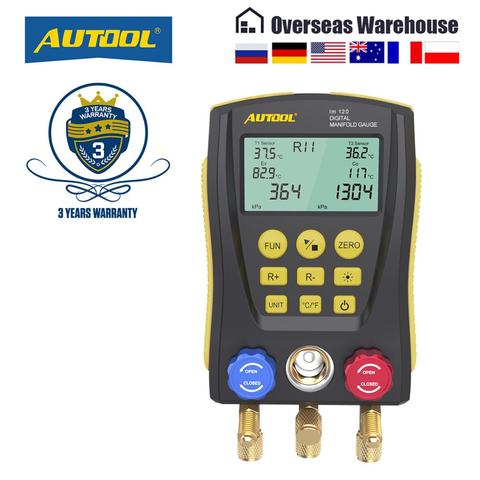 AUTOOL LM120 Refrigeration Manifold Digital HVAC Cold Medium Vacuum Pressure Temp Car Air Conditioning Tester PK Testo DY517A ► Photo 1/6