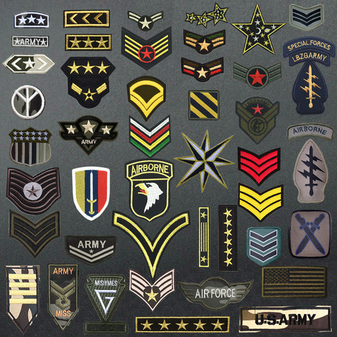 Army Rank Iron on Patches Embroidery Military Patch for Clothing Special Airborne Air Force Applique Stripes Clothes Sticker DIY ► Photo 1/6