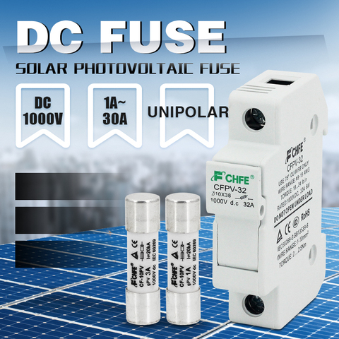 1pcs Solar PV Fuse Holders suitable for 10*38mm PV fuse Fuse Link  for solar system protection DC FUSE ► Photo 1/5