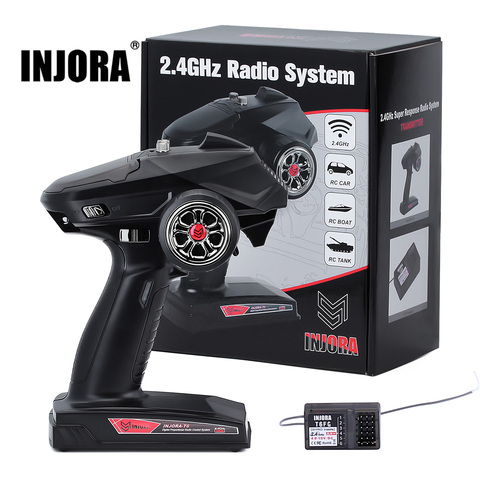 INJORA 6CH 2.4GHz Remote Control Digital Radio Transmitter with Gyro Receiver for 1/8 1/10 RC Car Boat Tank Crawler TRX4 SCX10 ► Photo 1/6