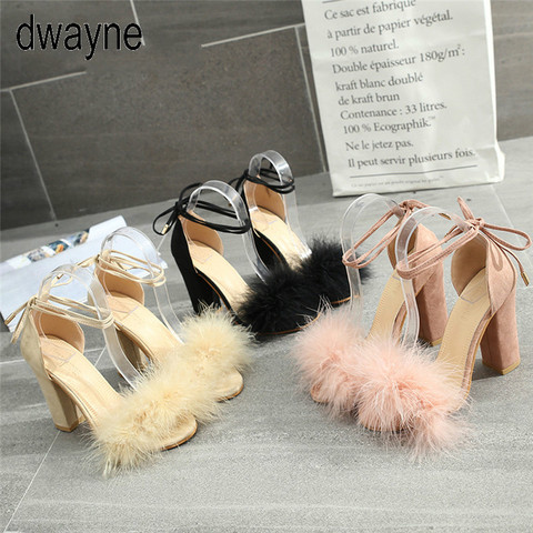 2022 Womens Fish Mouth High Heel Cross Straps Sandals Ankle Feather Party Shoes red bottom high heels io90 ► Photo 1/4