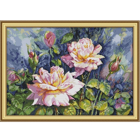 Vintage rose cross stitch kit aida 14ct 11ct count print canvas cotton silk thread stitches embroidery DIY handmade ► Photo 1/1