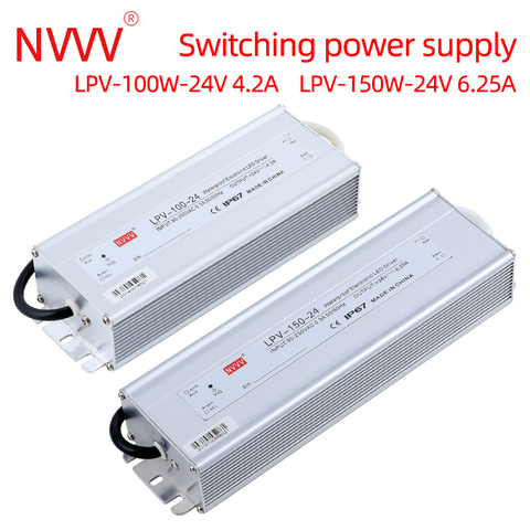 NVVV 100W 150W IP67 Single Output Waterproof Power Supply Led Driver 12V 24V DC for LED light strip LPV-150-24 LPV-150-12 ► Photo 1/6