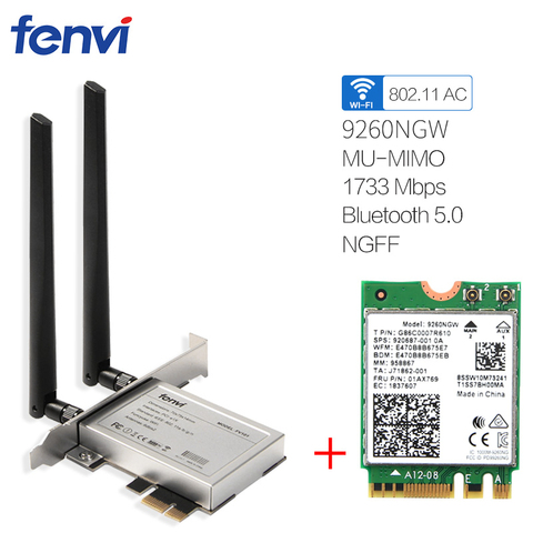 Desktop Computer PC Wireless 9260NGW Dual Band 1730Mbps WiFi 9260AC Bluetooth 5.0 MU-MIMO Gaming Wlan PCI-E 1X Card Windows 10 ► Photo 1/6