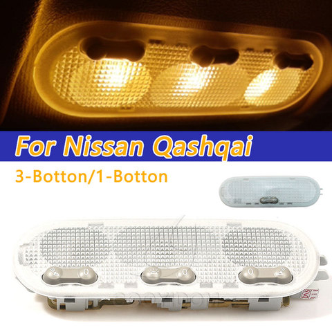 COOYIDOM 3-Botton Car Interior Dome Reading Light Ceiling Lamp For Nissan Qashqai Sunny Micra/march Renault Dacia ► Photo 1/6