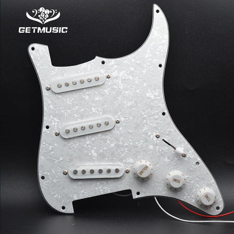 Single Coil Electric Guitar Pickguard Pickups AlnicoLoaded Prewired 11 Hole SSS Red/White Pearl White Guitar Accessories ► Photo 1/5