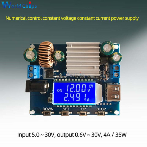 DC-DC Boost/Buck Converter Power Supply DC 5.0V-30V to DC 0.6V-30V 0-4.0A CC CV Adjustable Solar Charging Board LCD Display ► Photo 1/6