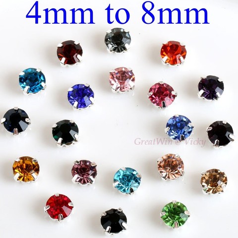Glass Rhinestones! Round Shape With Claw Sew On Crystal Stone Strass Diamond Metal Base Buckle For Clothes Decorating 16 Colors! ► Photo 1/6
